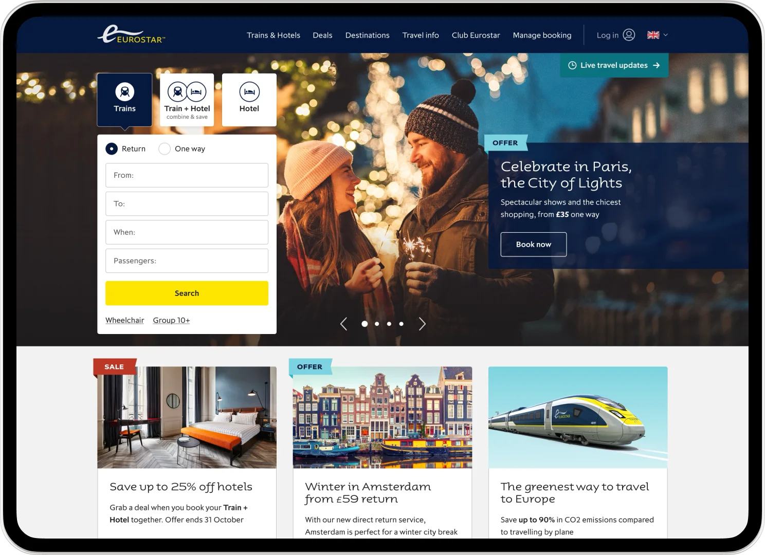 Eurostar global homepage