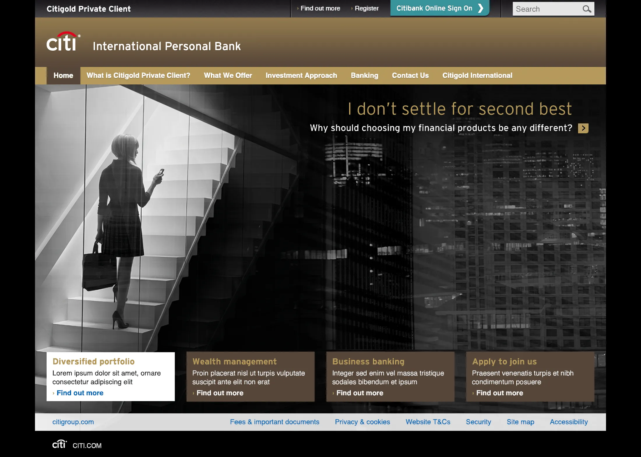 Citigold Private Client website