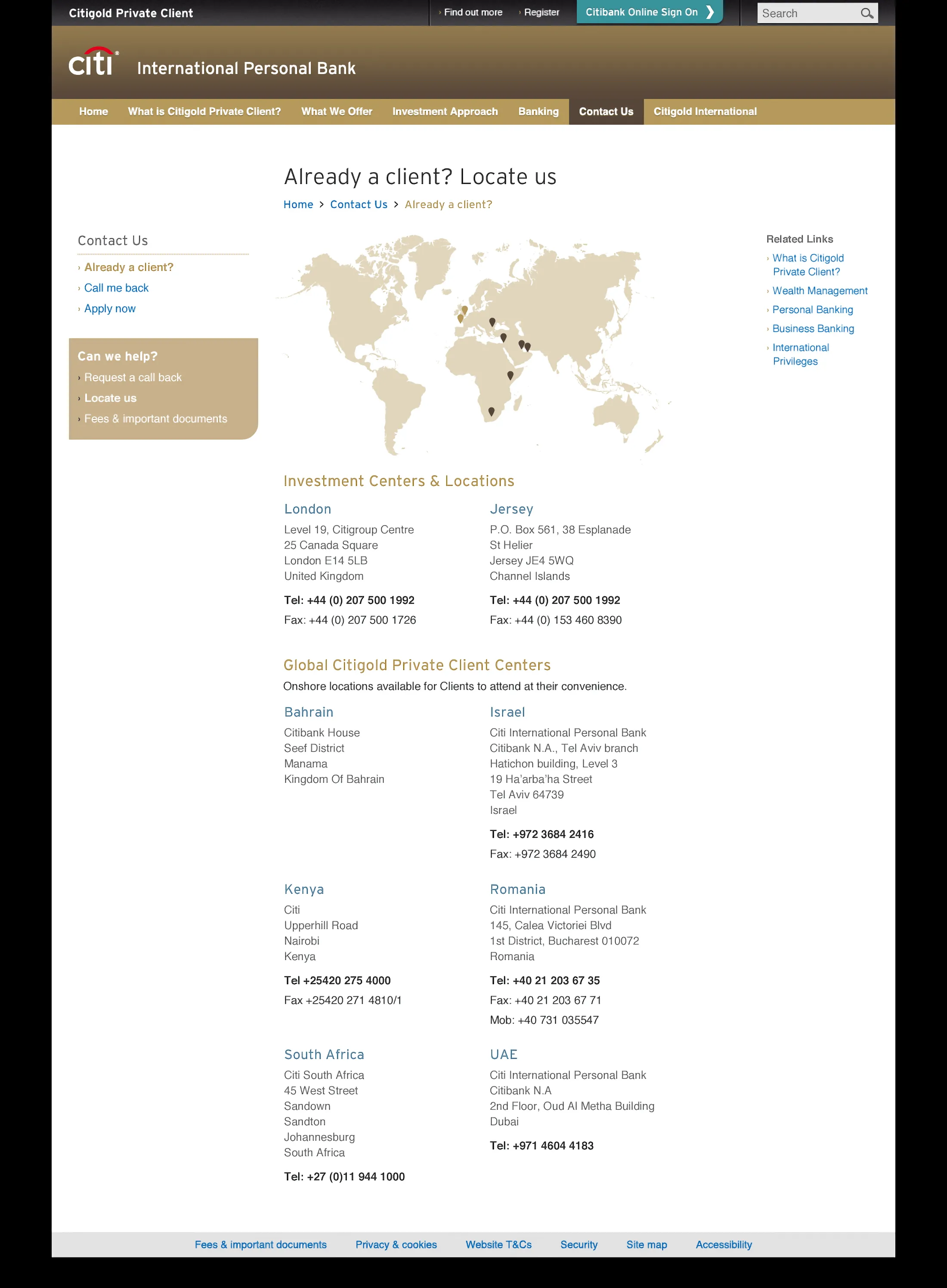 Citigold Private Client website