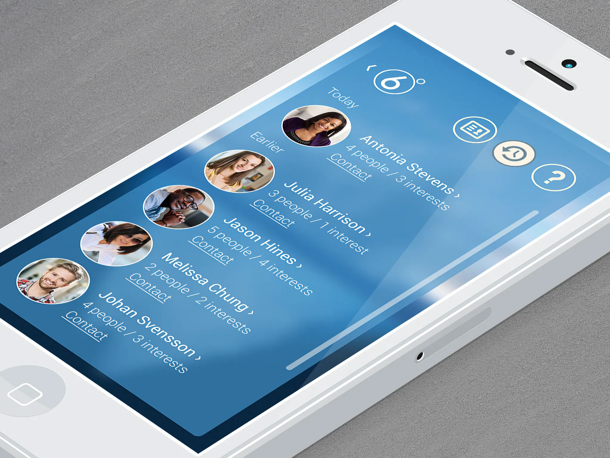 6 degrees icebreaking app concept