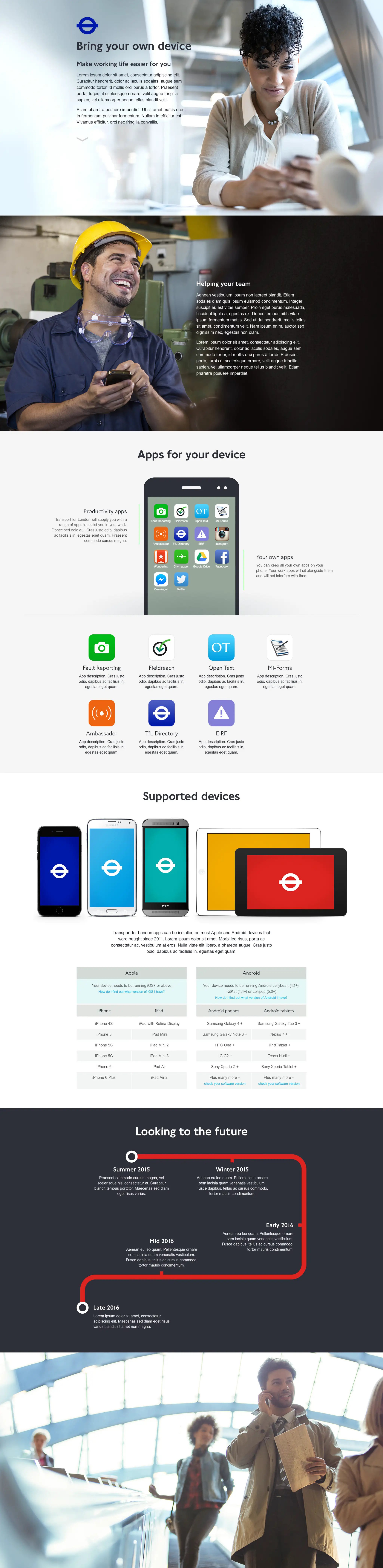 TfL Bring Your Own Device microsite