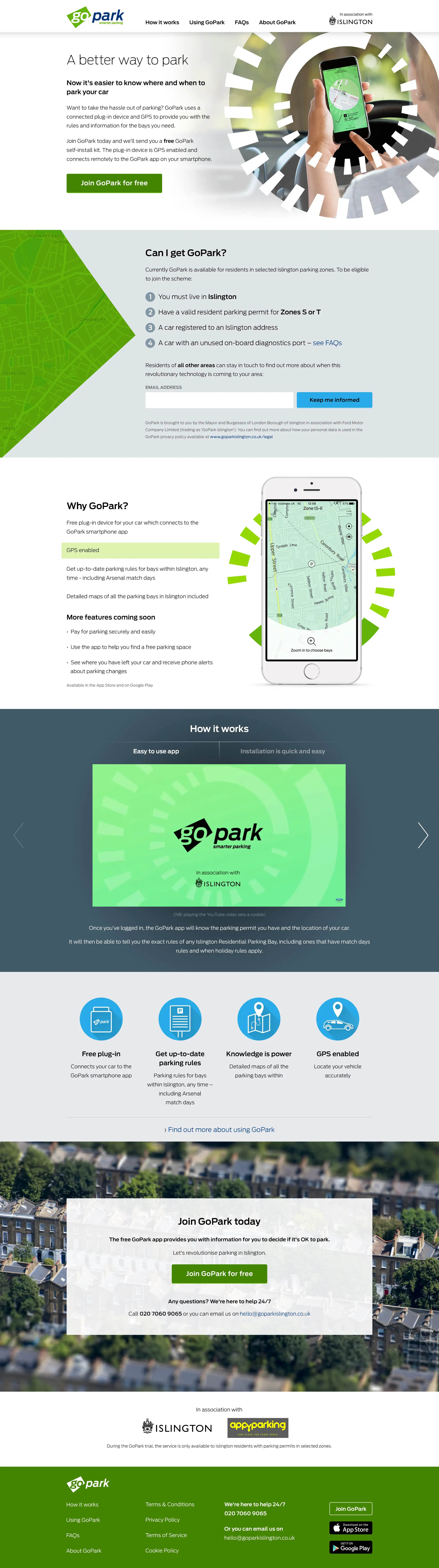 GoPark website
