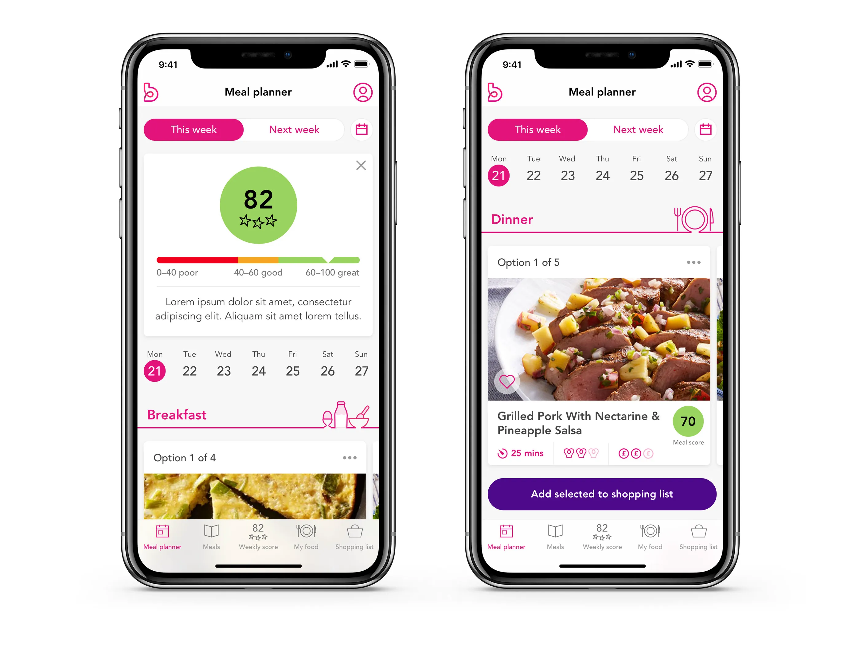 Healthy eating app