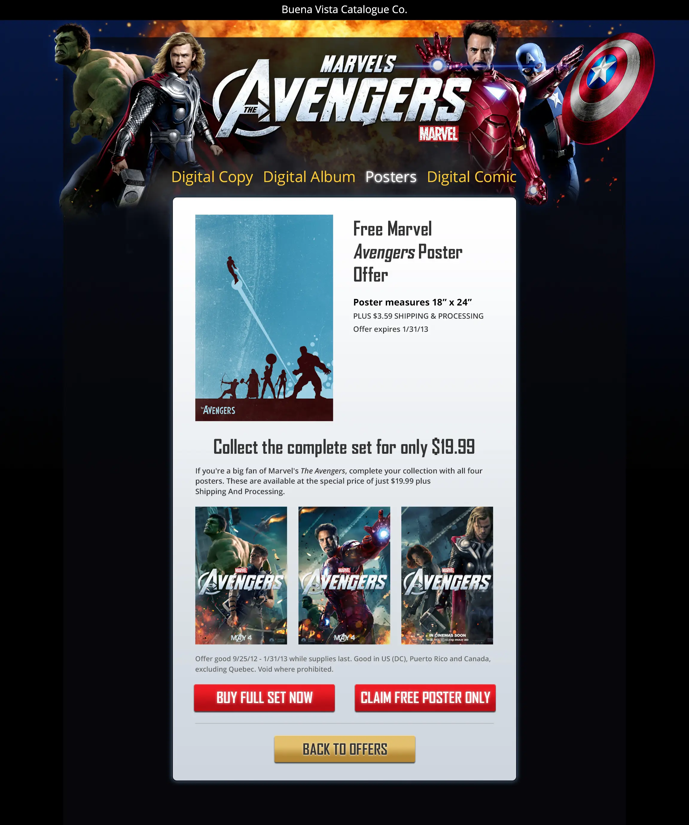 Avengers loyalty microsite