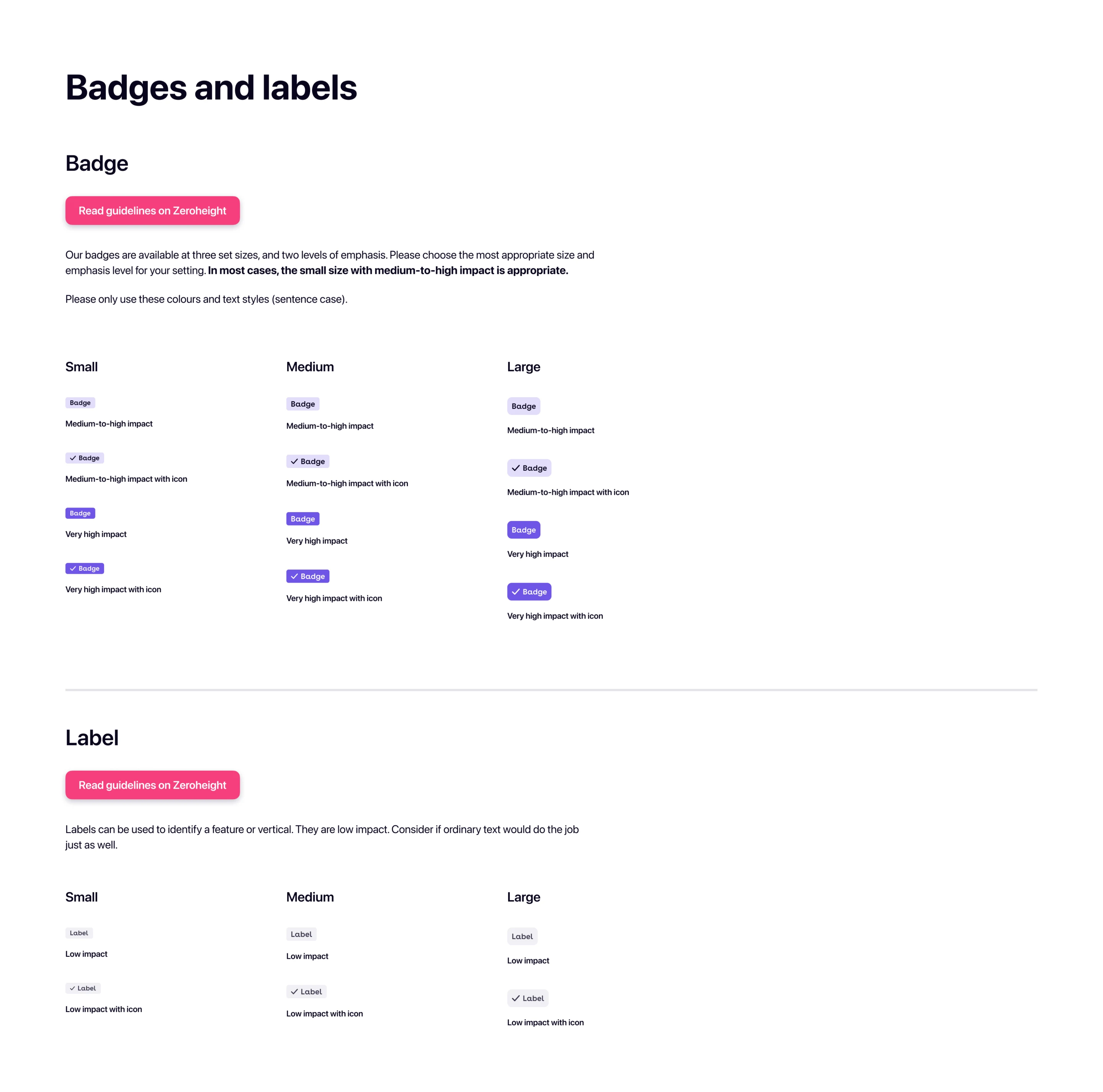 Badges and labels from the shared UI library