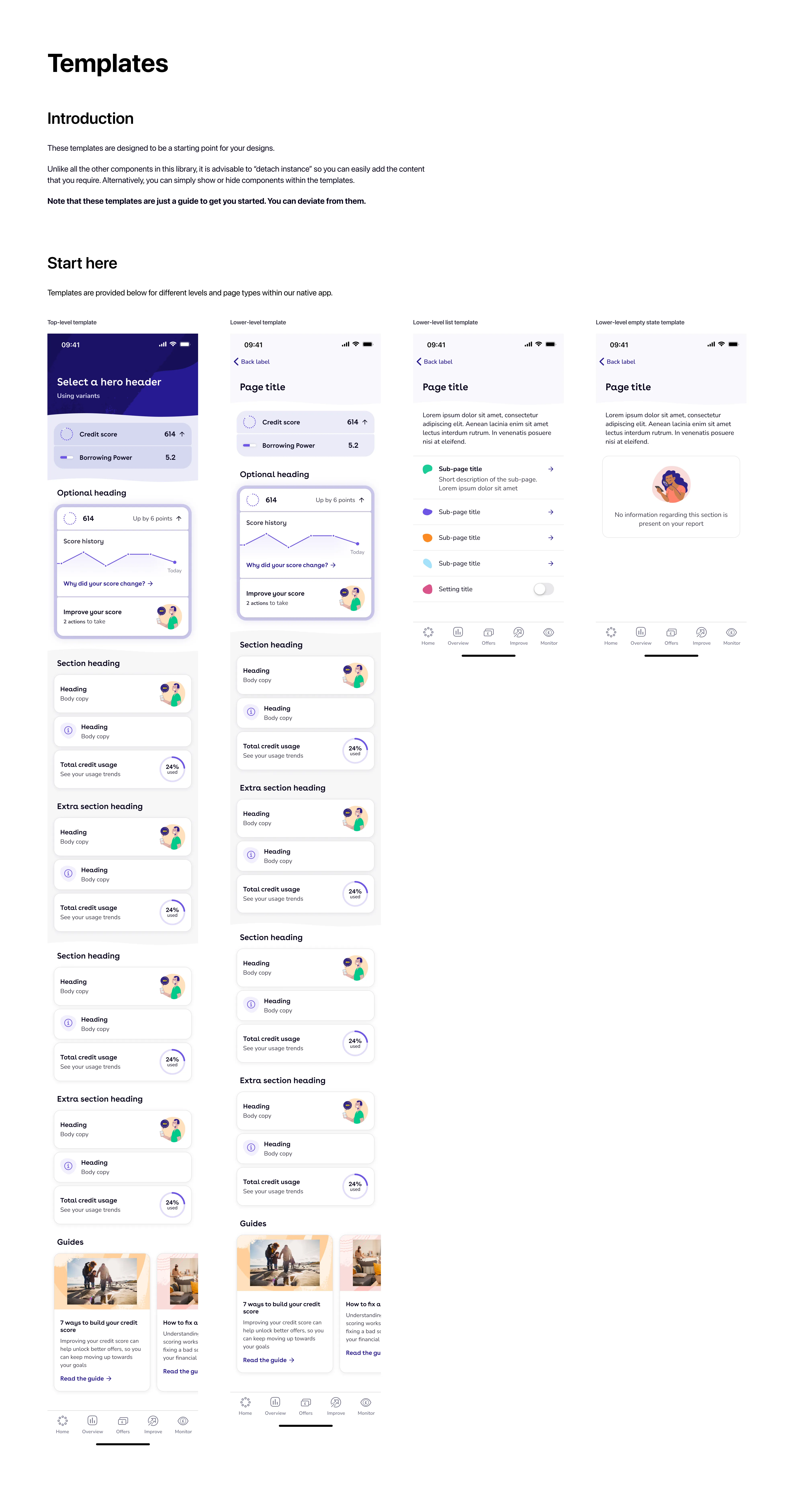 Native app templates