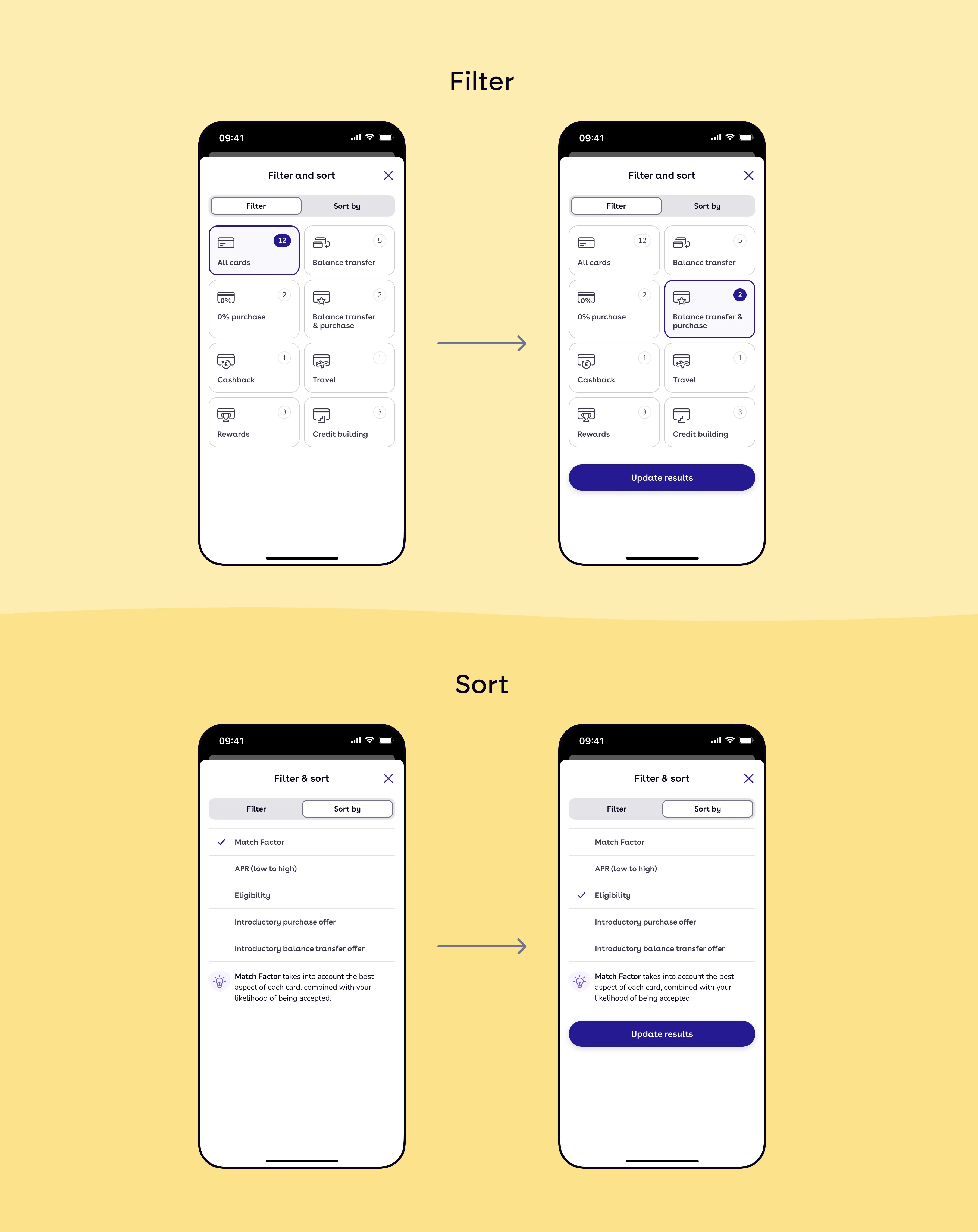 New filter and sort functionality