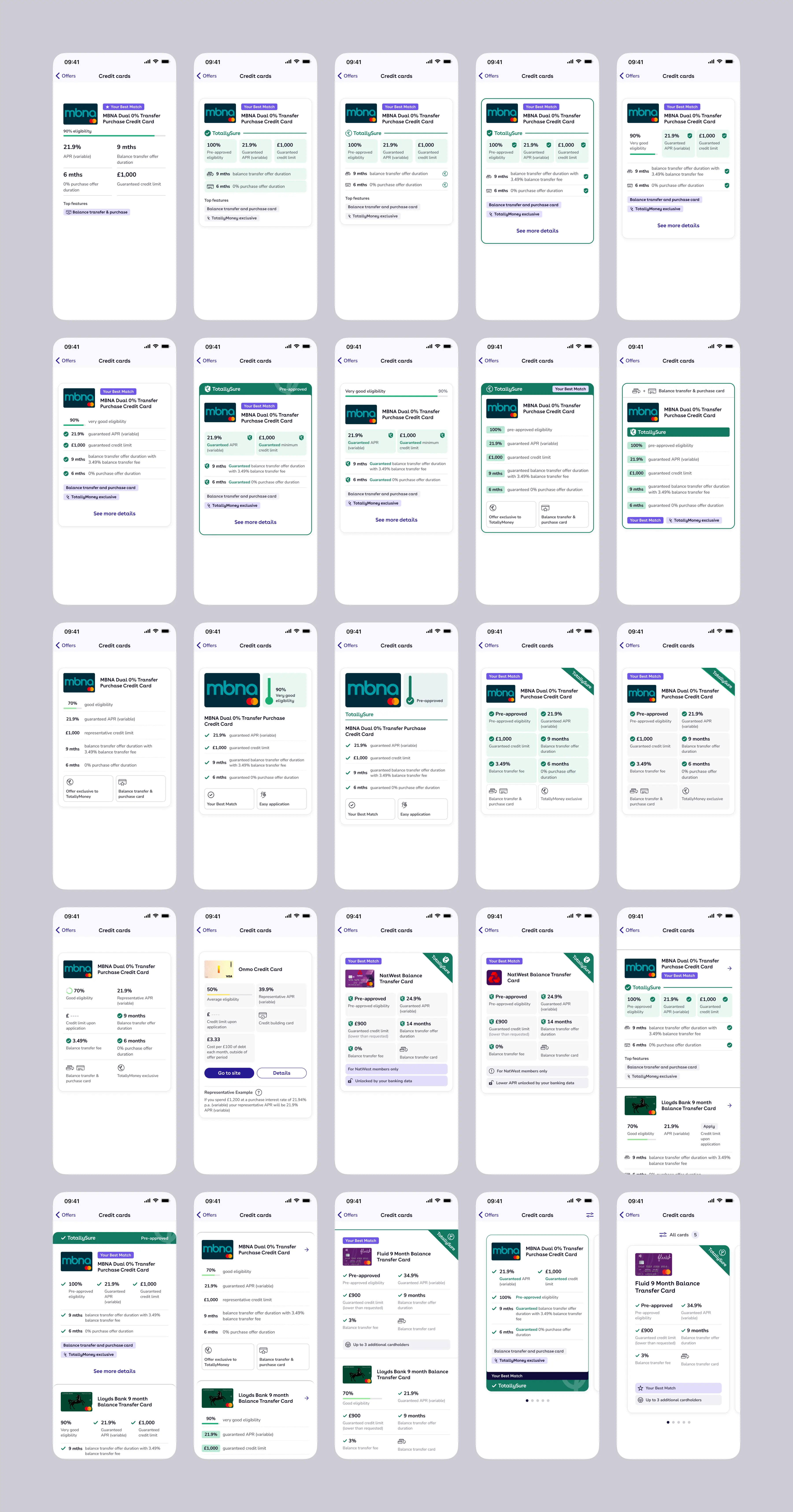A small selection of my initial design exploration